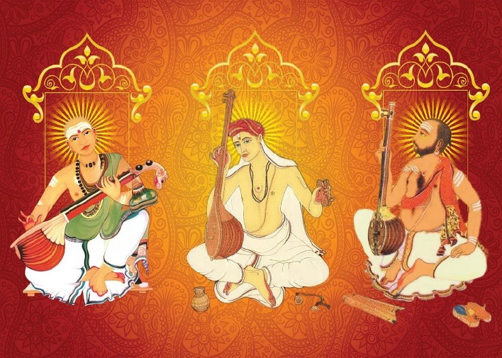 Kakarla Tyagabrahmam (conocido como Tyagaraja), Muthuswami Dikshitar y Shyama Shastry